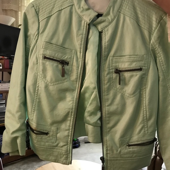 Daytrip Jackets & Blazers - Mint Green Daytrip Faux Leather Jacket